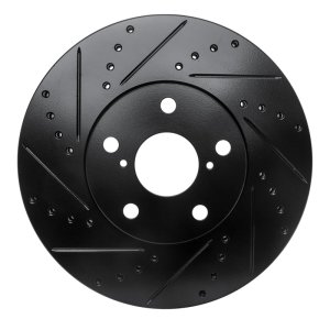 Lexus IS300 Brake Rotor (1) - Front Left - R1 Concepts - Drilled & Slotted - Black - `92-`10